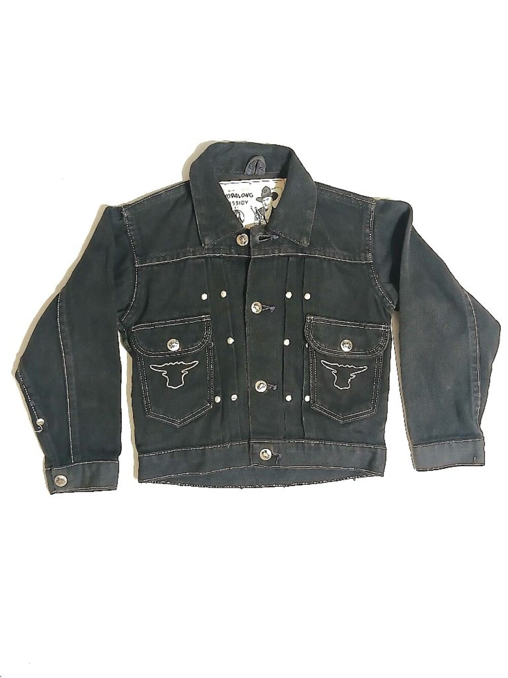 Vintage 1950s Hopalong Cassidy Blue Bell Black Denim Kids Western Jacket Rare